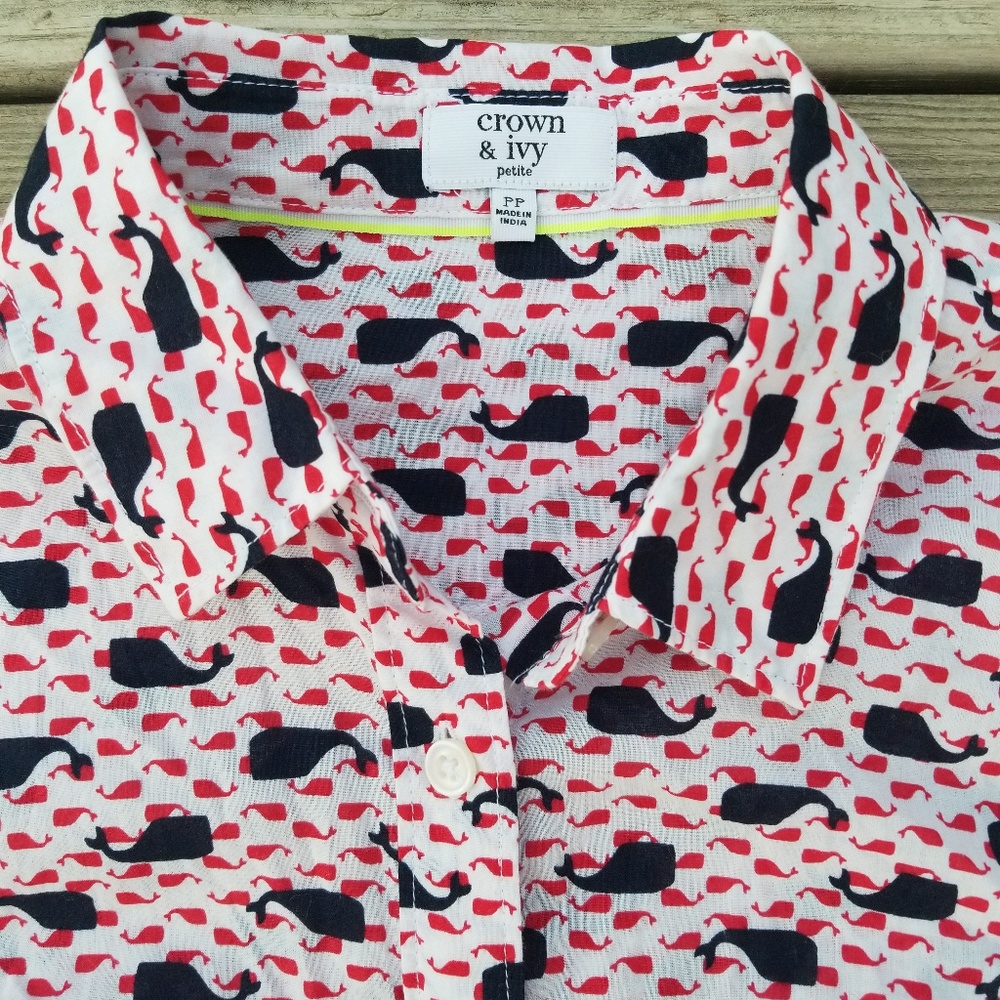 Crown & Ivy Petite Whale Blouse Size PP